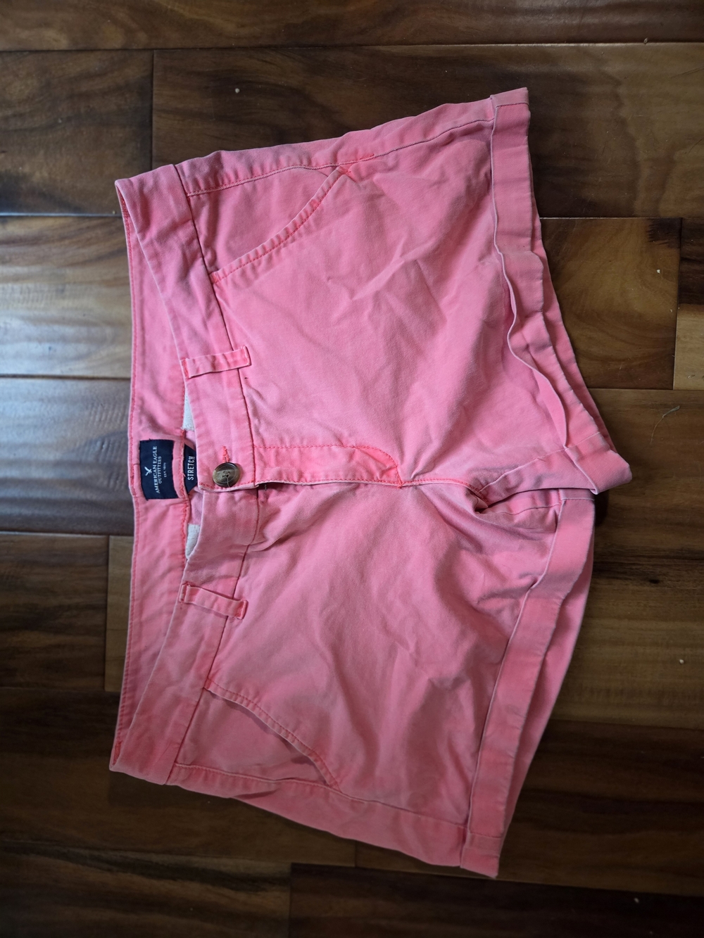 American Eagle Outfitters Coral Pink High-Rise Cotton Shorts